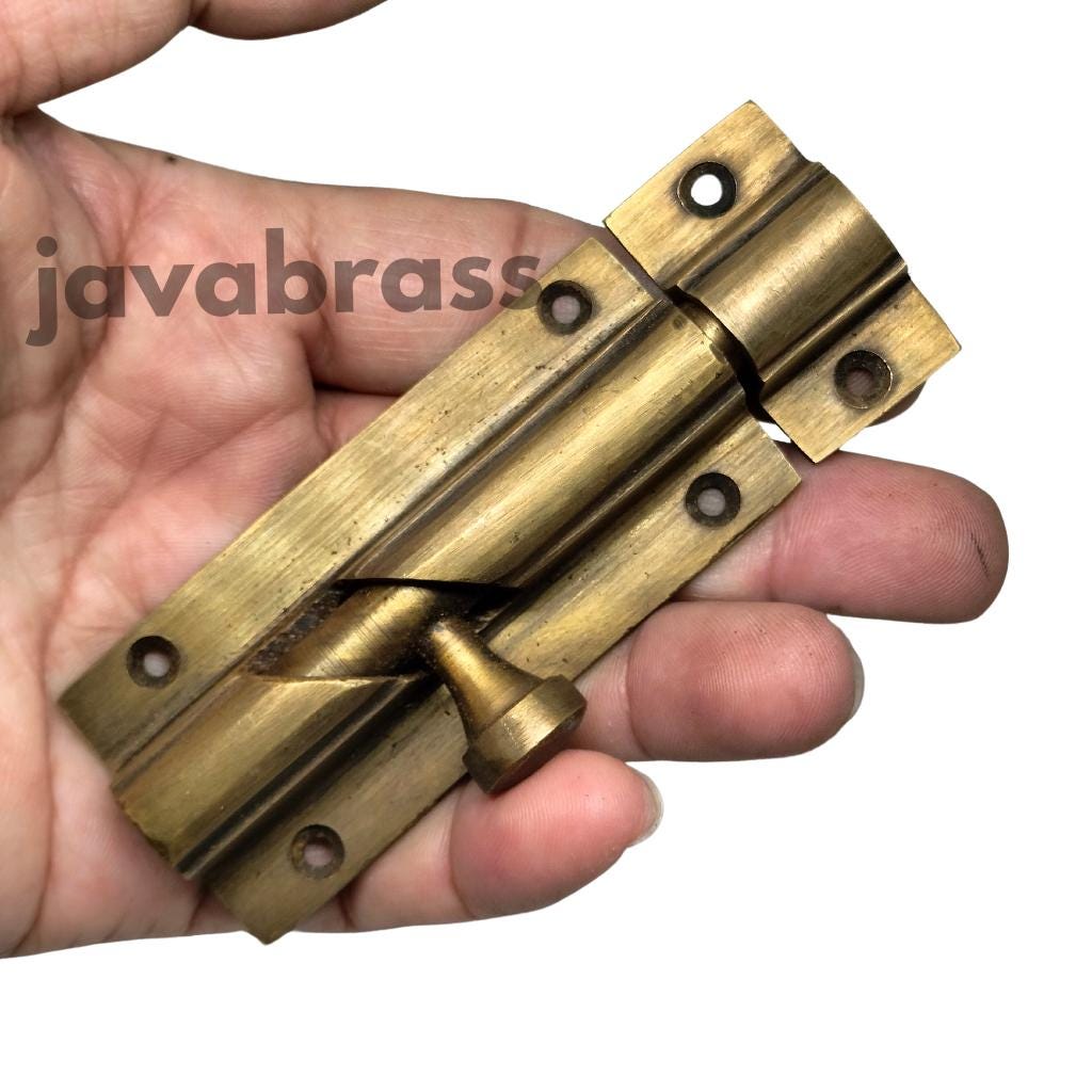 3" Inches Lot 2Pieces Vintage Antique Solid Brass Gate Door Latch Slot Antique Solid Brass Door Safe Latch