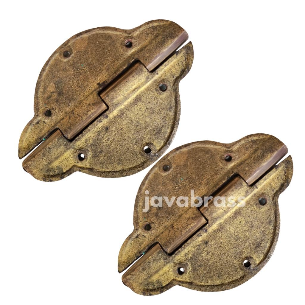 Pair Solid Brass Flower Hinge Vintage Cabinet Door Hinges