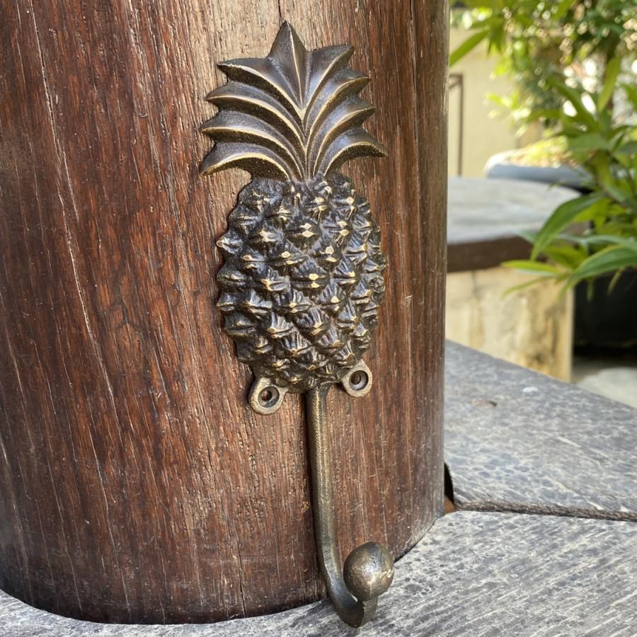 Lot of 2Pieces 7.59" inches Vintage Tropics PINEAPPLE Fruits HOOK Hanger Wall Mount Strong Hook Antique Solid Brass Wall Coat Hat Hook
