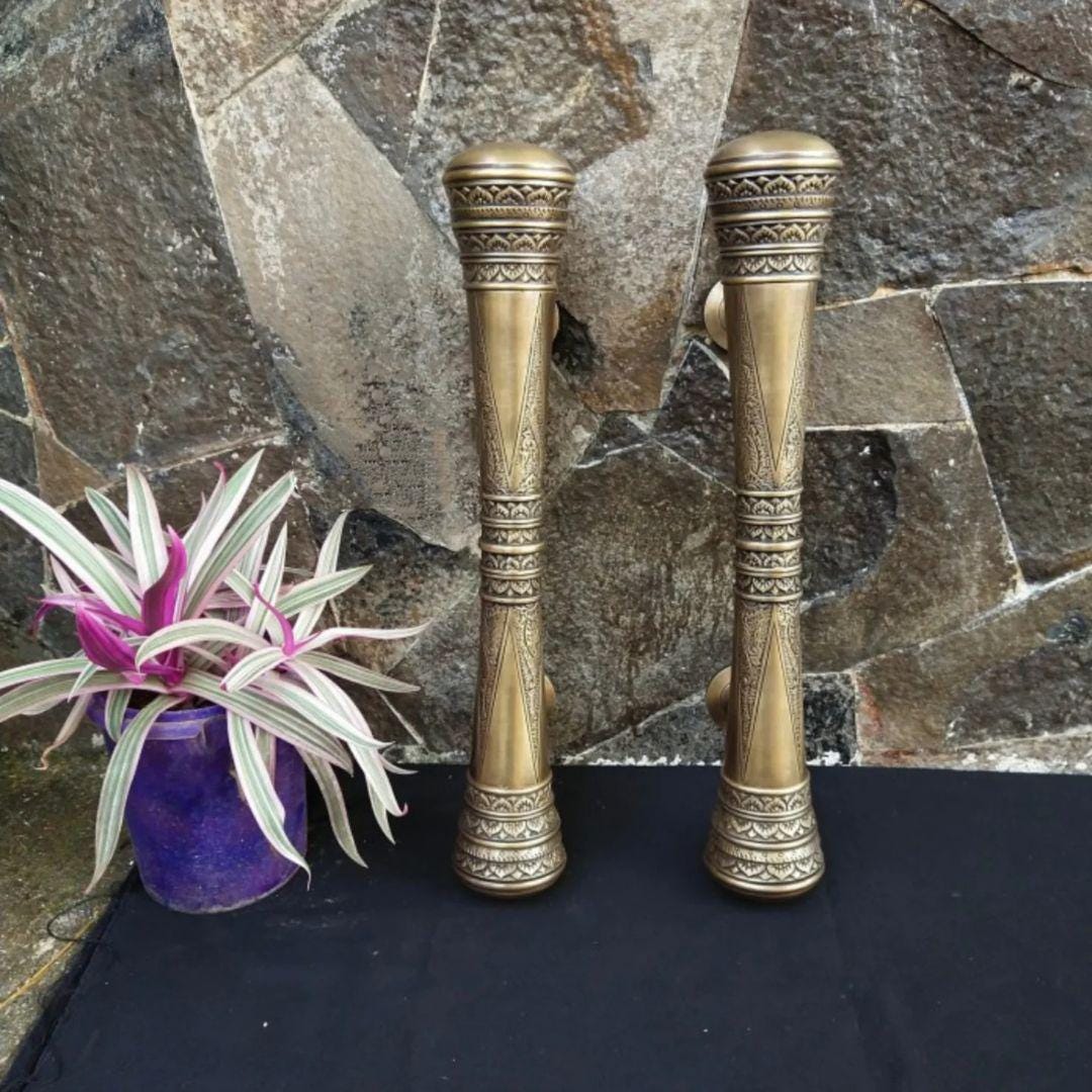 50cm Pair / 2pcs Set Vintage Carved Main Entry Brass Door Handle - Brass Dool Pull With Express Shiping