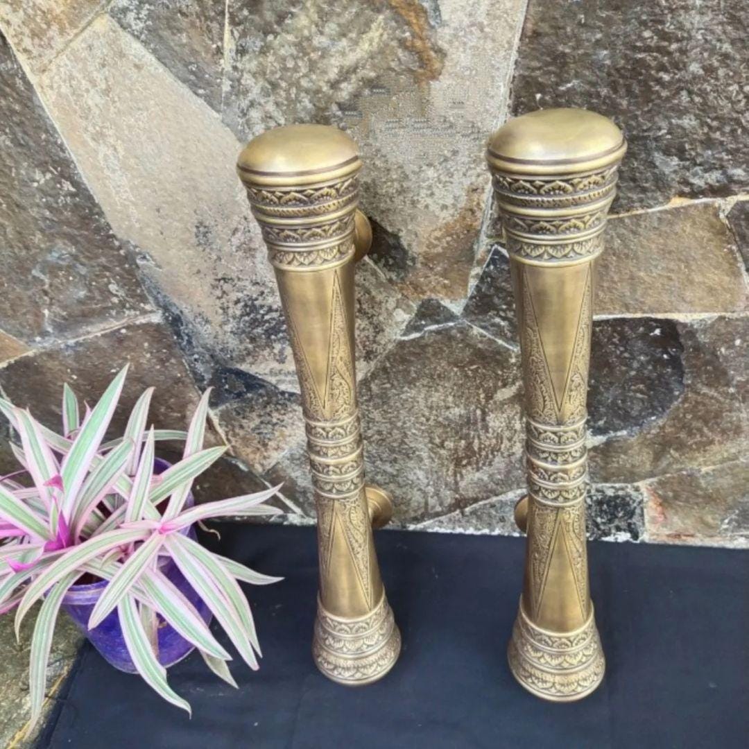 50cm Pair / 2pcs Set Vintage Carved Main Entry Brass Door Handle - Brass Dool Pull With Express Shiping