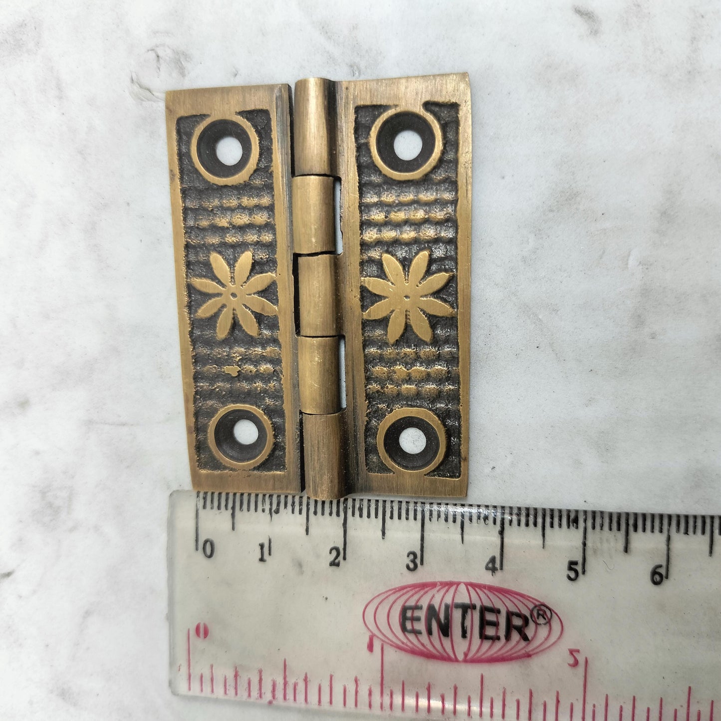 Lot Of 8Pieces Solid Brass Flower Leaf Hinge Vintage Cabinet Door Hinges