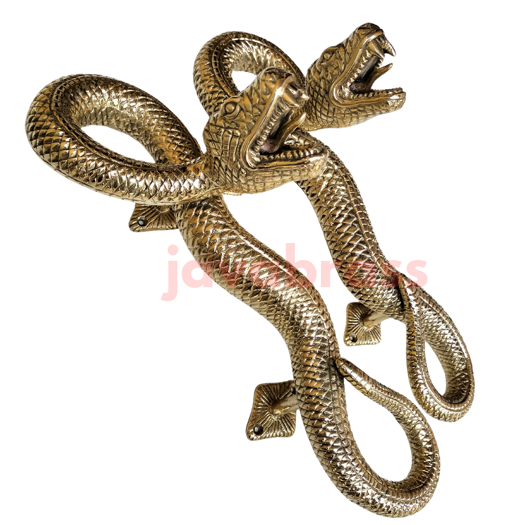 Pair 13″ inch Amazing Python Curly body Old Style Snake Door Pull Handles face fixing made real brass 35cm