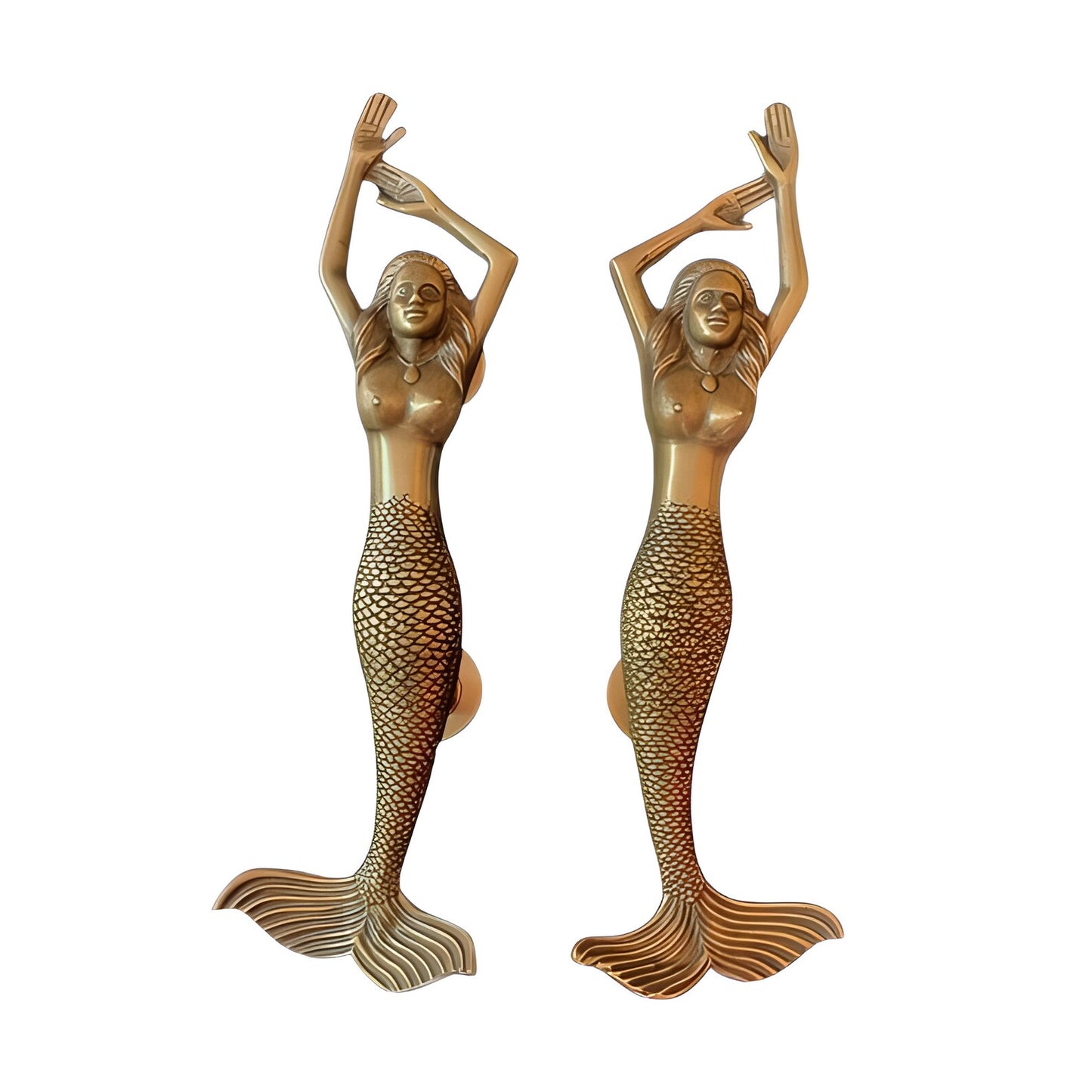 RARE 15.35" inches Pair Antique Mermaid Brass Door Pull, Barn Door Handle / Main Entry Door Handle With Express Shiping