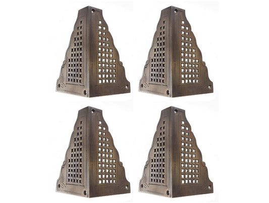 4.4" SET of Solid Brass Decorative Corner Plate Protector / Brass corner protector / Geometris Cabinet Decorative Angle Corner Guards
