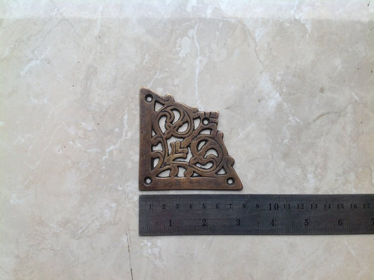 3.14" inches Set of Vintage Decorative Antique Solid Brass Ornate Corner Table Box Protector Guard