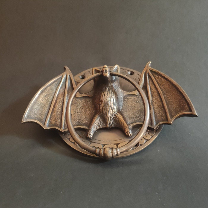 Amazing Solid Brass Door Knocker Bat Wings Ring Heavy 17cm Pull Handle banger grab hand made 7" inches handle