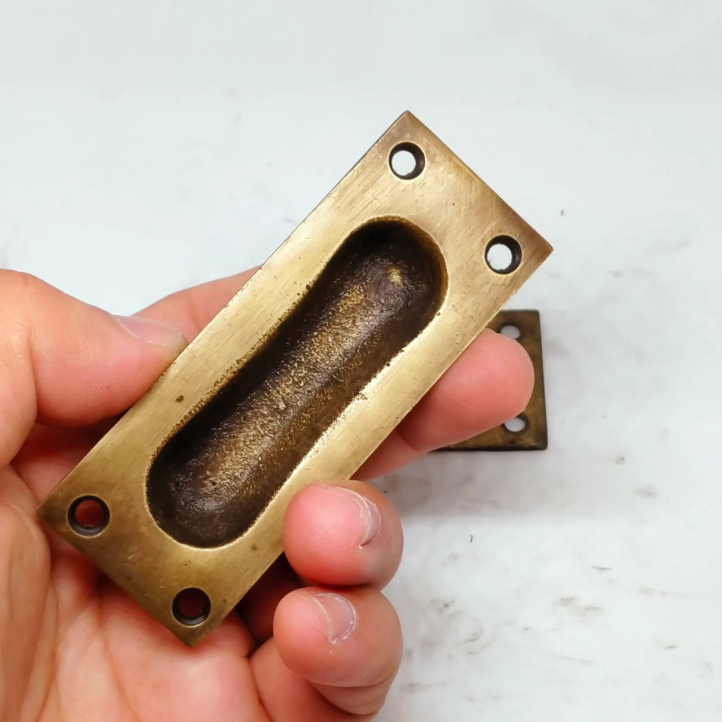 3.8" 4 pcs Solid Brass Baldwin FLUSH Pull Sliding Door Cabinet Brass Knob Handle