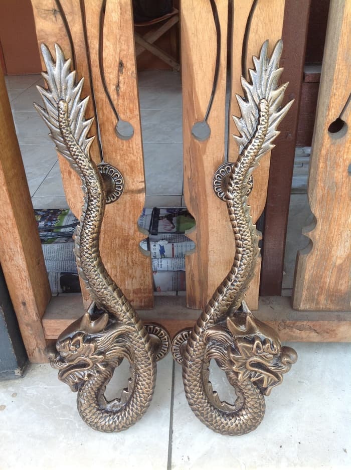 18.89" Inches Pair Vintage Dragon Aluminium Door Handle | Dragon Style Door Pull