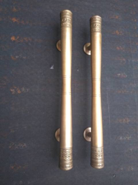 23.62" Inches Pair Solid Brass Retro Handle Classic Front Door Handle Pulls | Entry Front Door Brass Handle Pulls