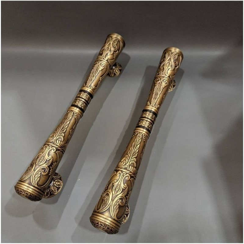 30" Inches Pair victorian Main Entry Brass door handle / Big Brass door pull