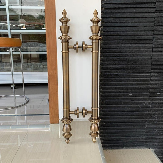 25" Inches Pair Vintage buckshot brass door handle | Antique brass door pull | Main brass door pull