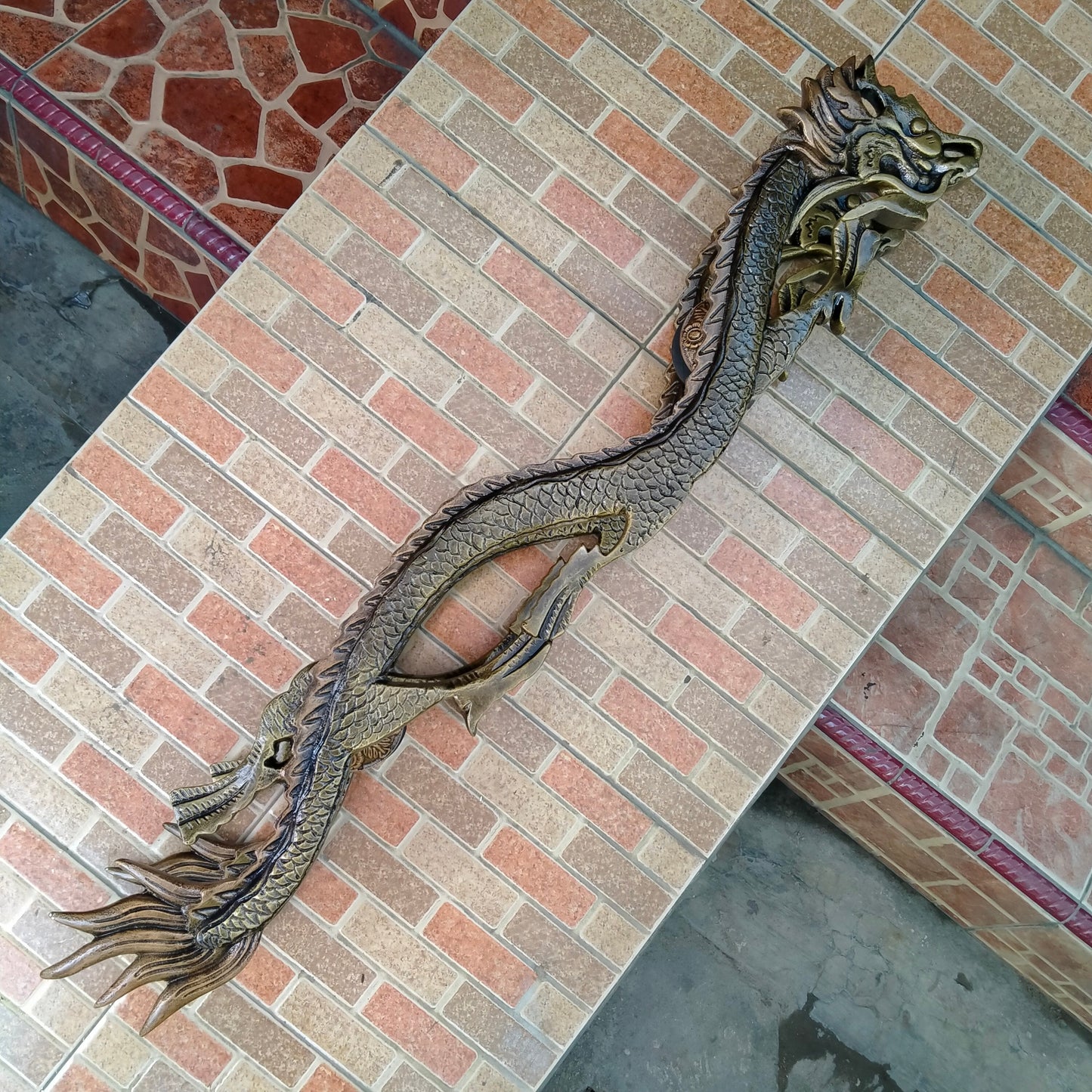 35" Inches Pair Main Entry Dragon Style door handle / Big door pull / Dragon door handle
