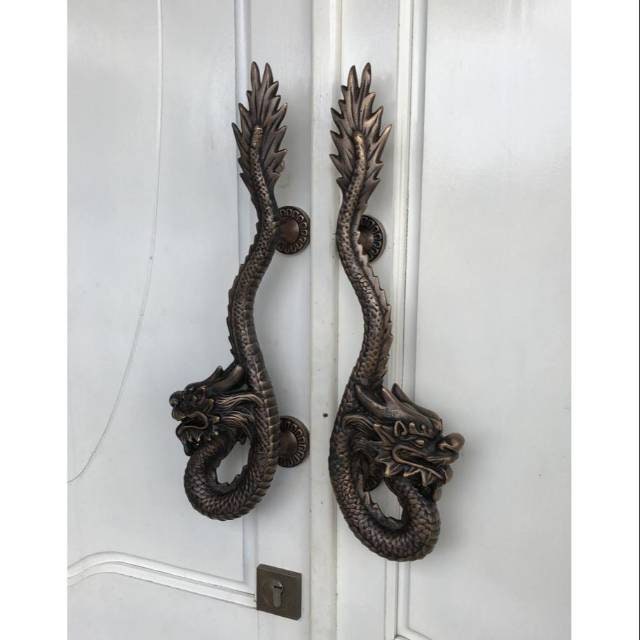 18.89" Inches Pair Vintage Dragon Aluminium Door Handle | Dragon Style Door Pull