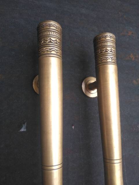 23.62" Inches Pair Solid Brass Retro Handle Classic Front Door Handle Pulls | Entry Front Door Brass Handle Pulls