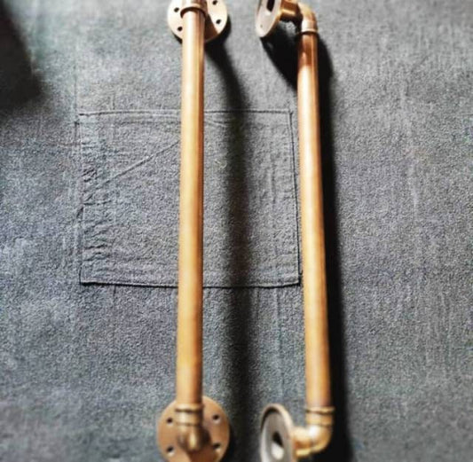 50cm Pair of Vintage Main Entry Door Pull Handle Pipe Antique Solid Brass Home Decor | Brass door handle | Brass door pull