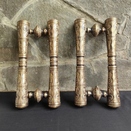 43cm 2Pair Main Entry Carved GADA door pull handle for front door solid Brass | Brass door pull | brass door handle