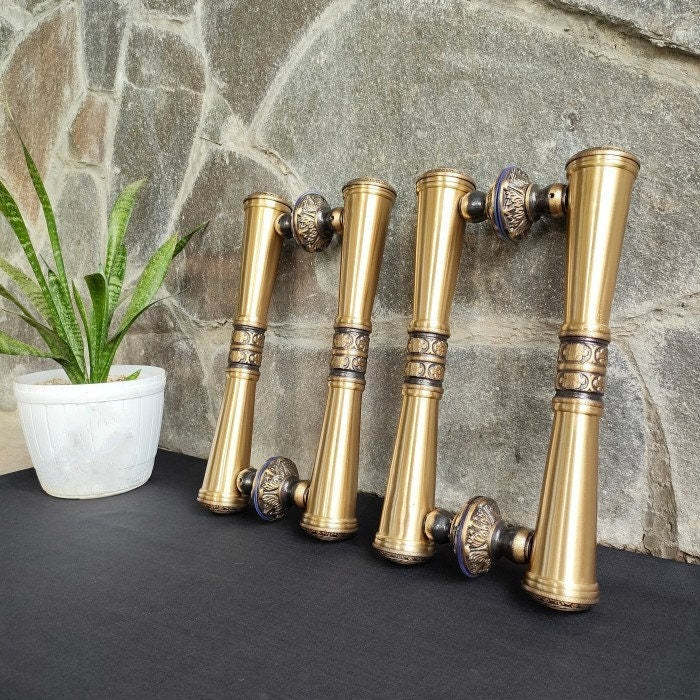17" Inches 2PAIR PLAIN GADA Main entry Brass door pull handle for front door solid Brass | Brass door pull | Glass Door brass door handle