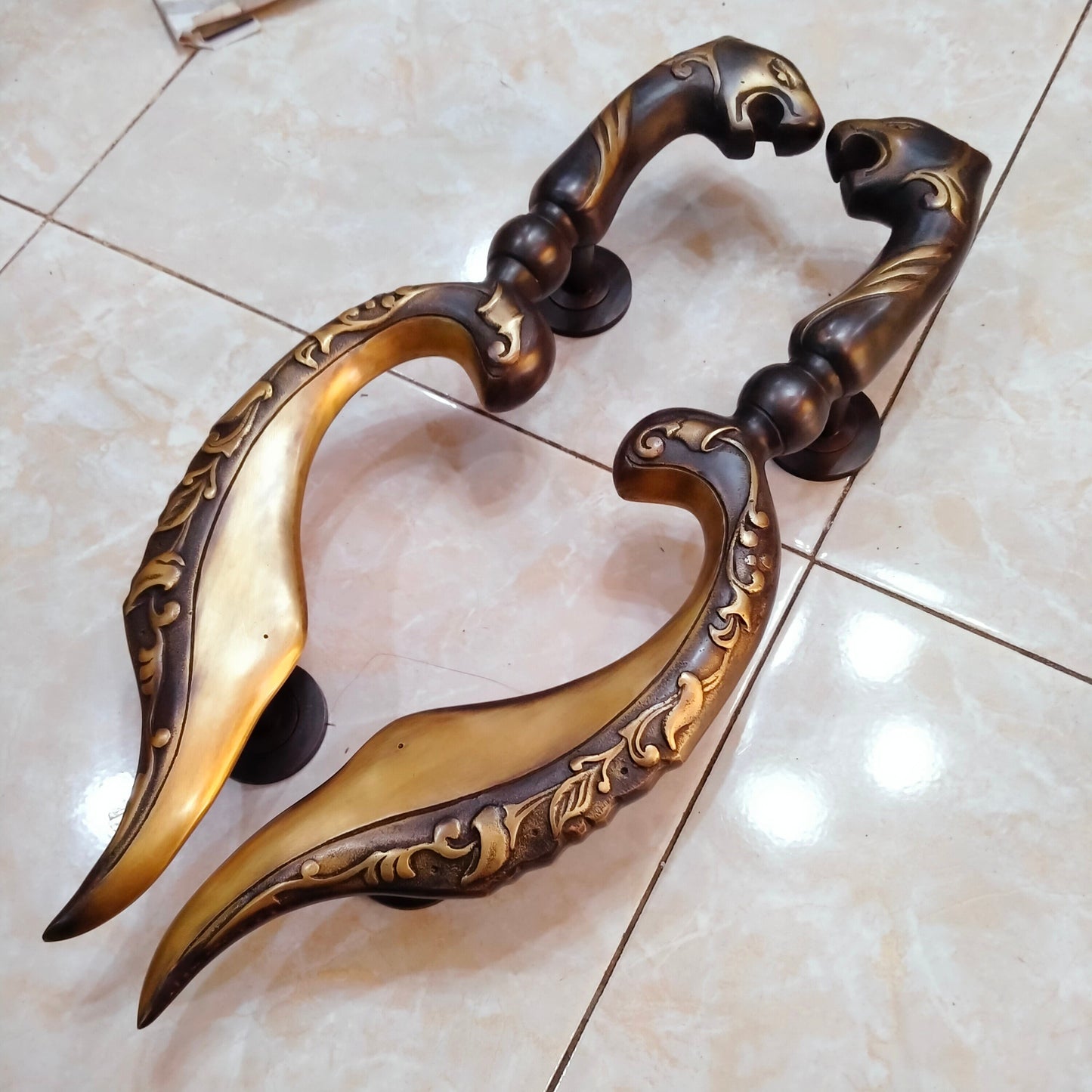1Pair Main Entry Brass door handle | brass door pull Kujang | Entry Front Door Brass Handle Pulls With Express Shiping