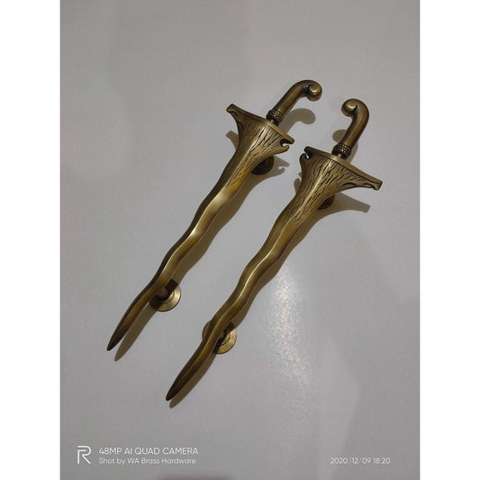 19.6" inches Set 2 pcs Vintage Old KERIS JAVA Dagger Weapon Entry Door Handle Hardware Cabinet Solid Brass Door Handle With Express Shiping