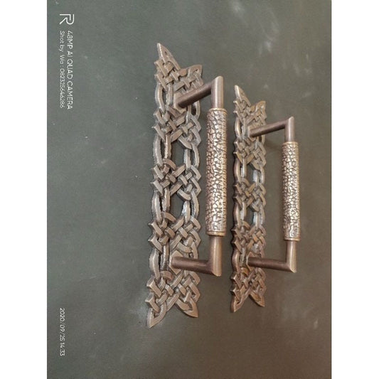 1 Pair Solid Brass Rope Carved Door Pull Handle | Cabinet Drawer Dresser Handle Pulls