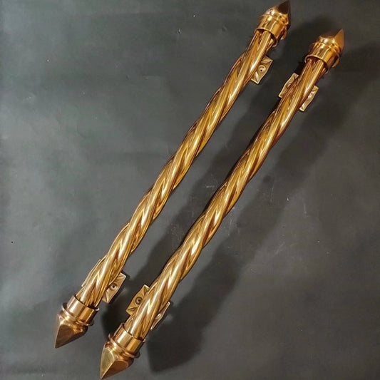 28" inches Pair  Vintage Gold Taper Thread pattern Brass Door Handle - Brass Dool Pull - Brass Door Handle With Express Shiping
