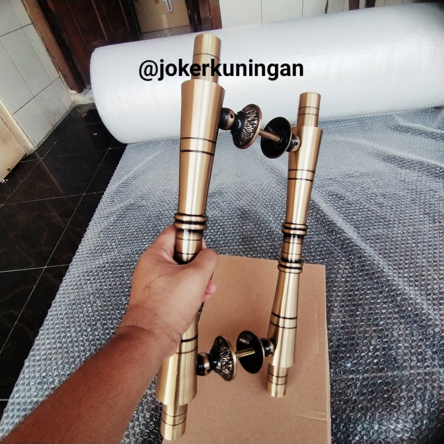 17.32" inches 44cm Pair Set Vintage Main Entry Bamboo Brass Door Handle - Brass Dool Pull With Express Shiping