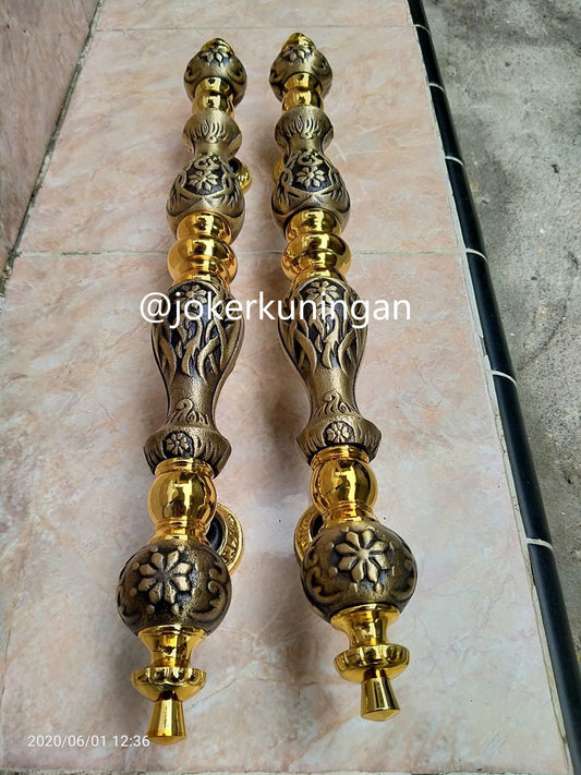 Pair of Vintage Main Entry Door Pull Handle Mangosteen Fruits Antique Solid Brass Home Decor | Brass door handle With Express Shiping