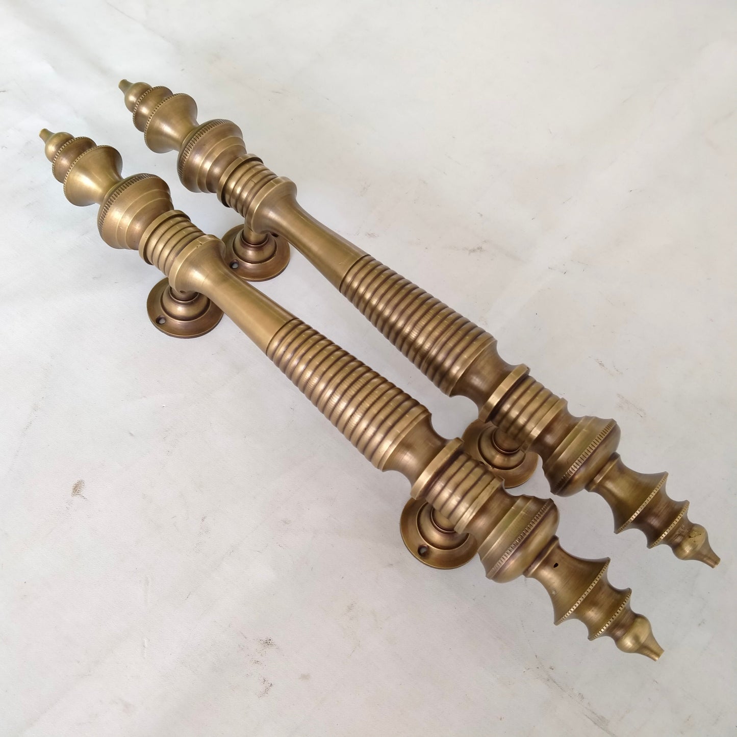 Pair Solid Brass Minaret Handle Classic Front Door Handle Pulls | Entry Front Door Brass Handle Pulls