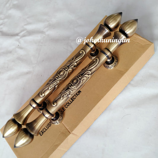 Pair of Vintage Main Entry Door Pull Handle Carved Monas Antique Brass Home Decor | Brass door handle | Brass door pull