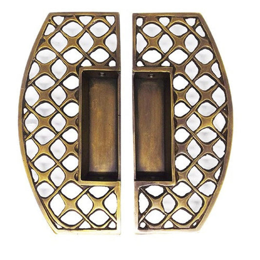 1 Pairs  Vintage Shippo Treasure Sliding Dresser Door Handle Polished Antique Brass Recessed Cabinet Handle Pull Home Decor Brass Door Pull
