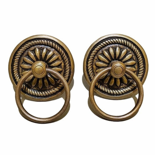 3.93" Inches 2 pcs Vintage Rope Antique Cabinet Door Drawer Round Pull Handle KNOB GBY 014