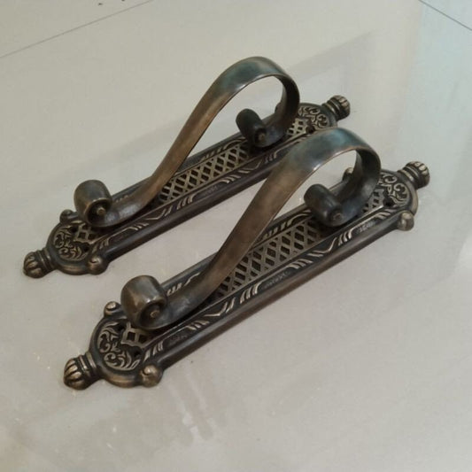 11.40" Pair / 2 Pieces Antique Solid Brass Door Handle / Brass Door Pull