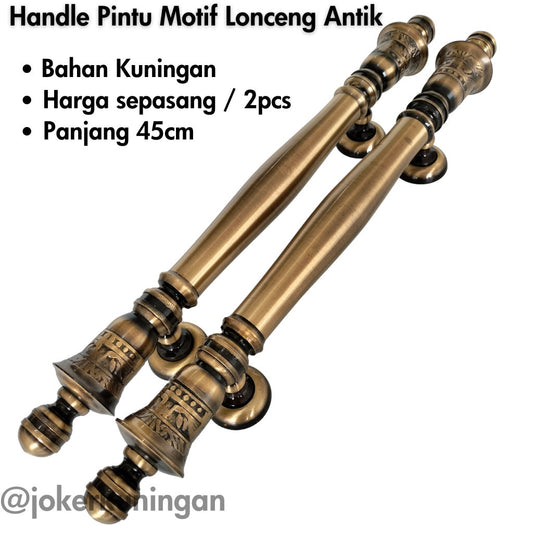 Pair of Vintage Main Entry Door Pull Handle BELLS Antique Solid Brass Home Decor | Brass door handle | Brass door pull