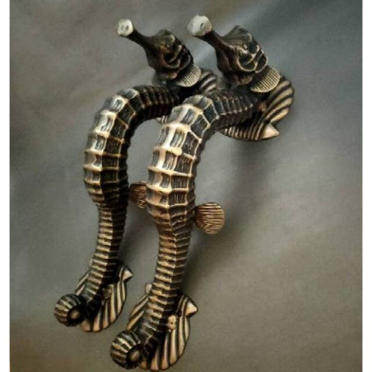 12" Inches Pairs Seahorse Main Entry Brass Door handle, Brass Door Pull With Express Shiping