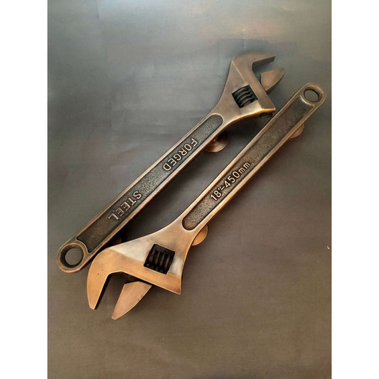 17.32" Inches Lot Of 2 Pieces of Vintage Wrench Antique Solid Brass Entry Door Pull Handle Home Brass Door Handle With Express Shiping