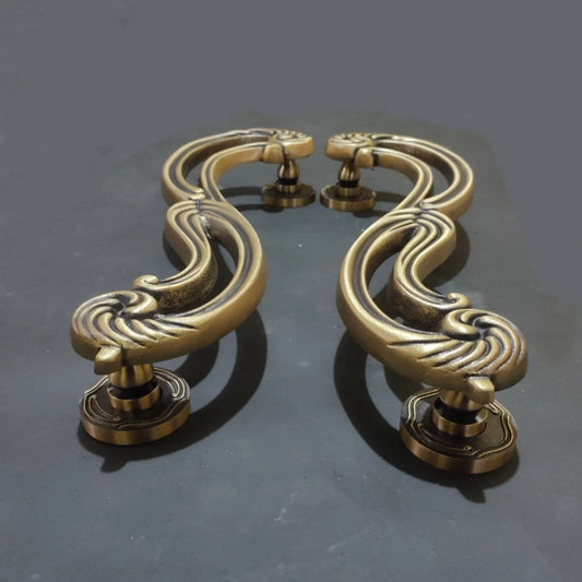 17.71" inches Pair Set Vintage S Style Main Entry Brass Door Handle - Brass Dool Pull - Big Door Pull With Express Shiping