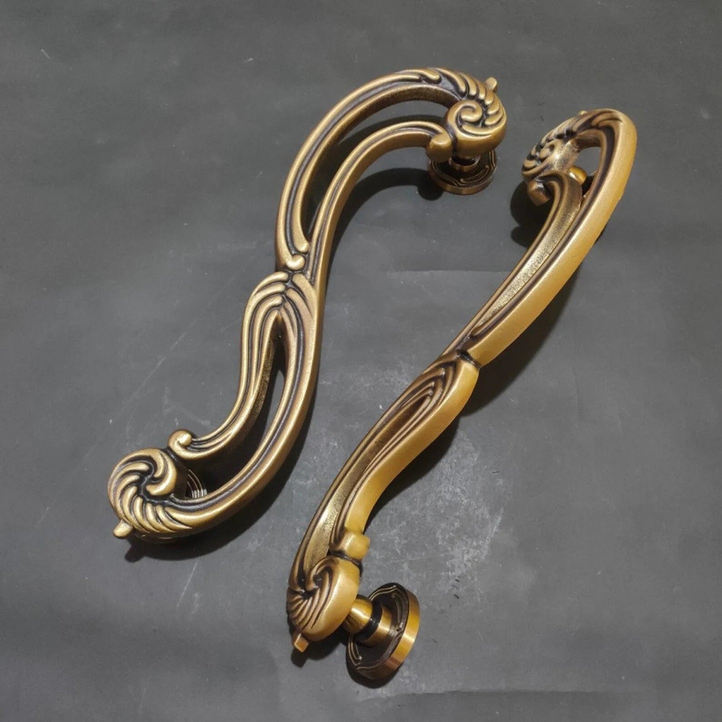 17.71" inches Pair Set Vintage S Style Main Entry Brass Door Handle - Brass Dool Pull - Big Door Pull With Express Shiping