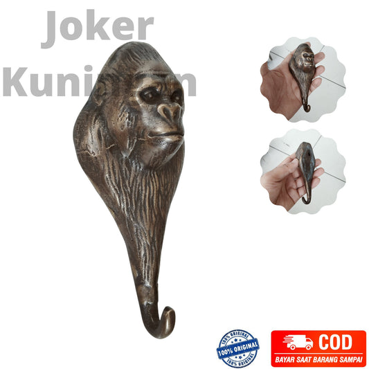 Lot of 2pieces 13cm ANTIQUE Gorilla / King Kong Head hook Hanger Solid Brass Vintage Hook Hat Coat Strong Wall Mount