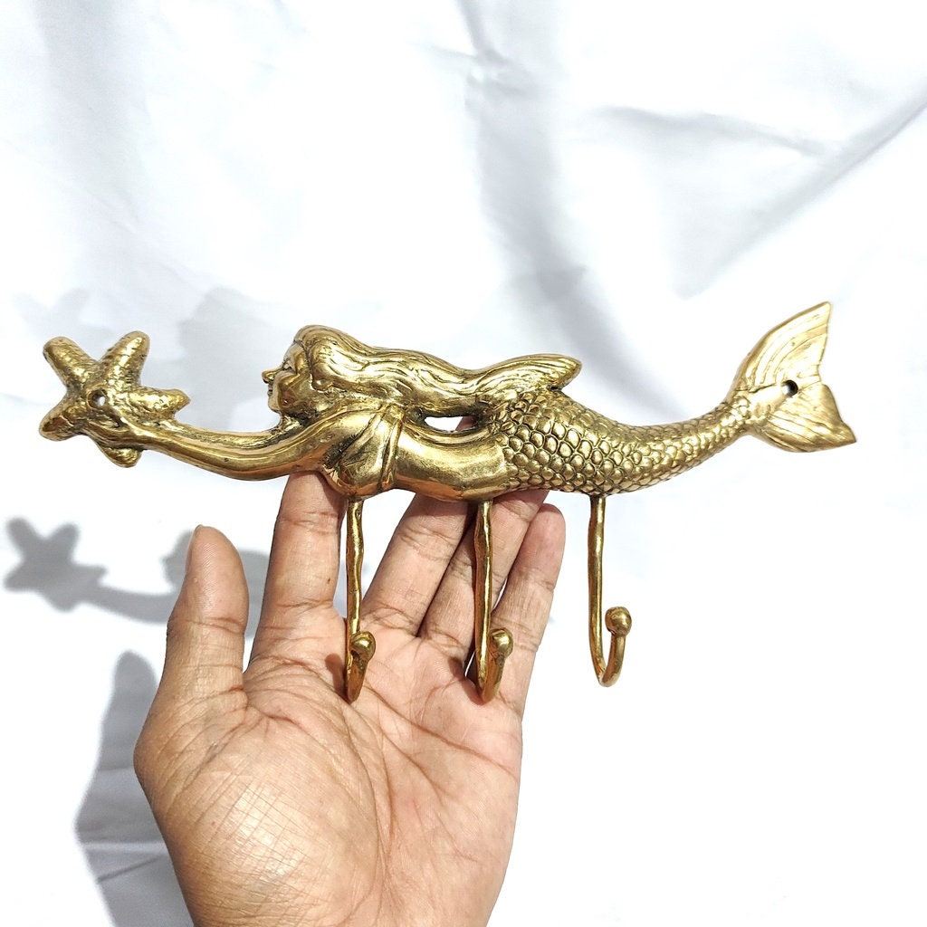 Vintage Mermaid Brass Hook Antique Gold Brass Hook