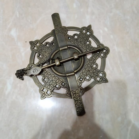 9.00" Inches Set Vintage Chinese Big Round Hasp Lock Catch Antique Brass Chest Furniture Latch Clasp