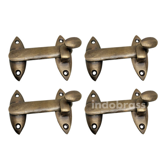 Lot of 4Pieces Solid unlacquered Brass Country Western LATCH HOOK Solid BRASS Joint Gate Door Lock