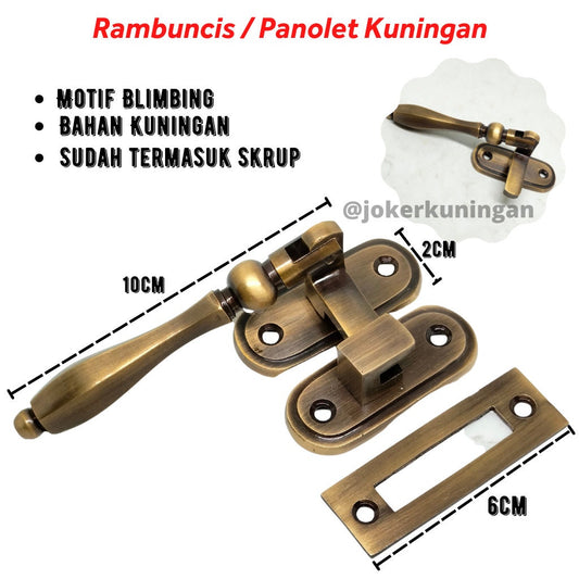 4" inches 2 set starfruit Vintage Retro Brass Latch TEAR DROP Cudgel Swing Lock Antique SOLID Brass Door Latch Lock