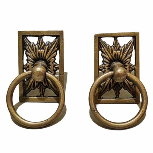 Lot of 2 pcs Vintage Square Brass Antique Cabinet Handle Knob pulls Brass door pull GBY 028
