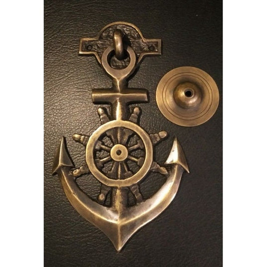 Vintage Anchor boat sail with steering Door Knocker Antique Solid Brass Finish Front Door Art