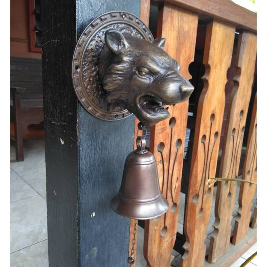 Vintage Antique Tiger Animal Head Brass DoorBell - Head Tiger Brass Doorbell With Express Shiping