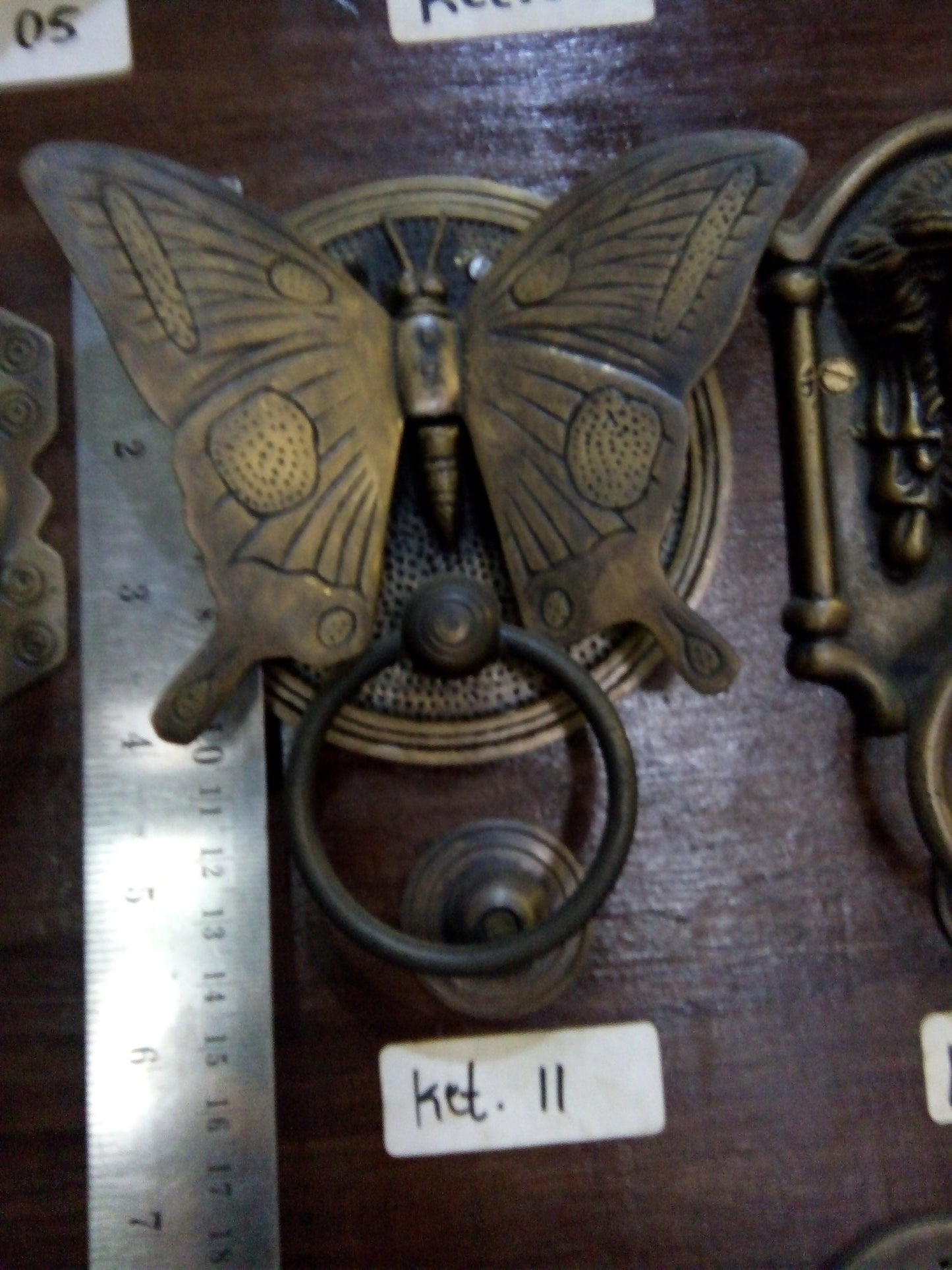 VINTAGE BUTTERFLY Door Knocker Detailed ANTIQUE Solid Brass | Brass door banger