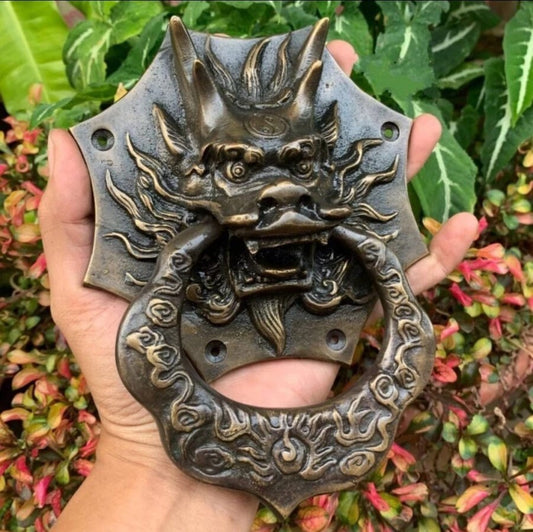 5.5" inches Vintage Antique Sea Dragon Animal Head Brass Door Knocker With Express Shiping