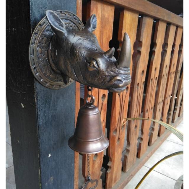 Vintage Antique Rhino Animal Head Brass DoorBell - Head Rhino Brass Doorbell With Express Shiping