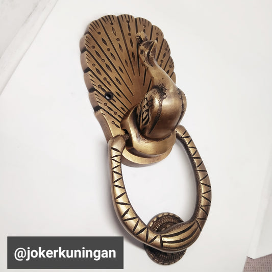 Solid Brass Door Knocker peacock 17cm | Peacock Brass door bell | Brass front door banger